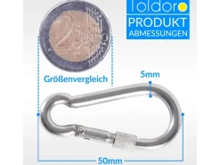 5 Stück Edelstahl Karabiner mit Schraubverschluss 50mm Rostfrei NIRO V4A  Karabinerhaken*Toldoro Discount