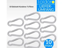 10 Stück Edelstahl Karabiner 7x70mm Rostfrei NIRO AISI 316 V4A  Karabinerhaken Klein*Toldoro Best
