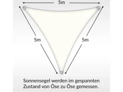 Sonnensegel Dreieck 5x5x5m UPF50+ PES Regendicht UV-Schutz Sonnenschutz Terrasse Garten*Toldoro Discount