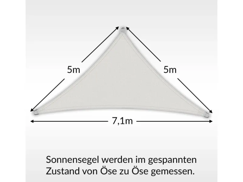 Toldoro Sonnensegel|Sonnensegel Dreieck 5x5x7,1m HDPE Luft & Wasserdurchlässig UV-Schutz Garten