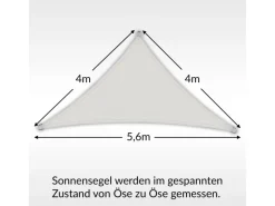 Toldoro Sonnensegel|Sonnensegel Dreieck 4x4x5,6m HDPE Luft & Wasserdurchlässig UV-Schutz Garten