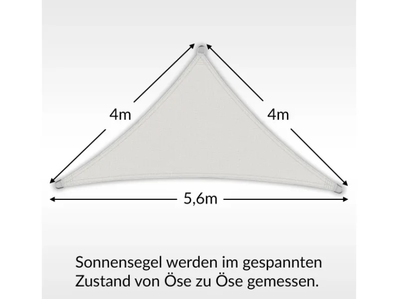 Toldoro Sonnensegel|Sonnensegel Dreieck 4x4x5,6m HDPE Luft & Wasserdurchlässig UV-Schutz Garten