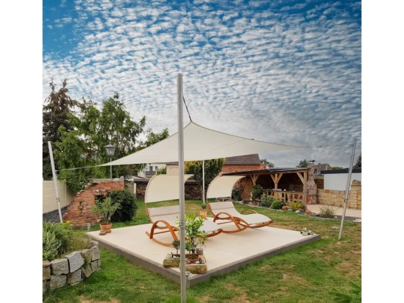 Toldoro Sonnensegel|Sonnensegel Dreieck 4x4x5,6m HDPE Luft & Wasserdurchlässig UV-Schutz Garten