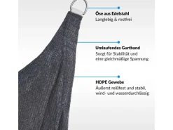 Toldoro Sonnensegel|Sonnensegel Dreieck 4x4x4m HDPE Luft & Wasserdurchlässig UV-Schutz Garten