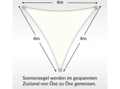 Sonnensegel Dreieck 4x4x4m UPF50+ PES Regendicht UV-Schutz Sonnenschutz Terrasse Garten*Toldoro Discount