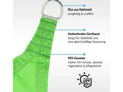 Sonnensegel Dreieck 4x4x4m UPF50+ PES Regendicht UV-Schutz Sonnenschutz Terrasse Garten Apfel*Toldoro Best