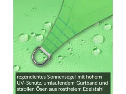 Sonnensegel Dreieck 4x4x4m UPF50+ PES Regendicht UV-Schutz Sonnenschutz Terrasse Garten Apfel*Toldoro Best