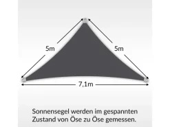 Toldoro Sonnensegel|Sonnensegel Dreieck 5x5x7,1m UPF50+ PES Regendicht UV-Schutz Sonnenschutz Terrasse Garten