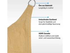 Toldoro Sonnensegel|Sonnensegel Dreieck 4x4x5,6m HDPE Luft & Wasserdurchlässig UV-Schutz Garten