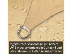 Toldoro Sonnensegel|Sonnensegel Komplettset 5x3m UPF50+ mit Befestigungsmaterial Halterung Pfosten Mast & Zubehör Regendicht UV-Schutz Sonnenschutz