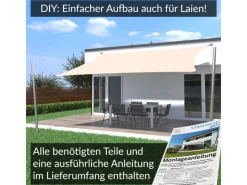 Toldoro Sonnensegel|Sonnensegel Komplettset 5x3m UPF50+ mit Befestigungsmaterial Halterung Pfosten Mast & Zubehör Regendicht UV-Schutz Sonnenschutz