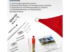 Sonnensegel Komplettset 4,6x4,6x4,6m UPF50+ mit Befestigungsmaterial Halterung Pfosten Mast & Zubehör Regendicht Sonnenschutz*Toldoro Online