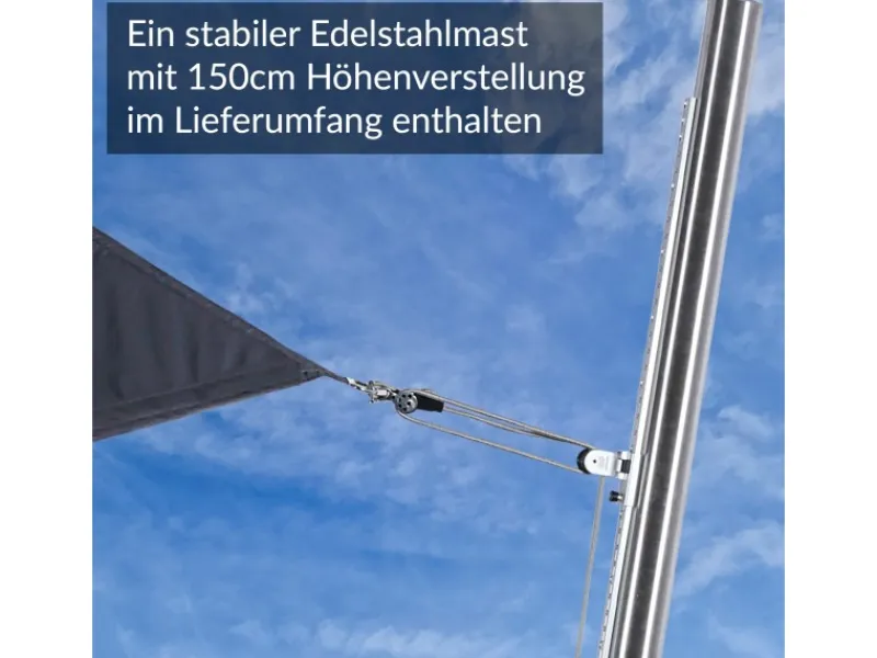 Sonnensegel Komplettset 4,6x4,6x4,6m UPF50+ mit Befestigungsmaterial Halterung Pfosten Mast & Zubehör Regendicht Sonnenschutz*Toldoro Online