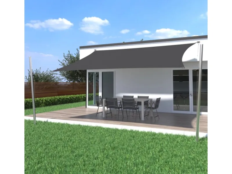 Toldoro Sonnensegel|Sonnensegel Komplettset 4,5x3,5m UPF50+ mit Befestigungsmaterial Halterung Pfosten Mast & Zubehör Regendicht UV-Schutz Sonnenschutz