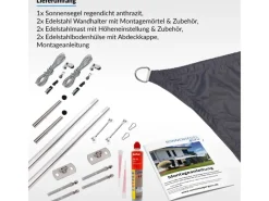 Toldoro Sonnensegel|Sonnensegel Komplettset 4,5x3,5m UPF50+ mit Befestigungsmaterial Halterung Pfosten Mast & Zubehör Regendicht UV-Schutz Sonnenschutz