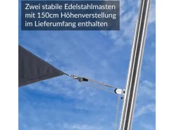 Toldoro Sonnensegel|Sonnensegel Komplettset 4,5x3,5m UPF50+ mit Befestigungsmaterial Halterung Pfosten Mast & Zubehör Regendicht UV-Schutz Sonnenschutz
