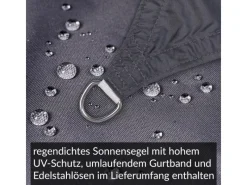 Toldoro Sonnensegel|Sonnensegel Komplettset 4,5x3,5m UPF50+ mit Befestigungsmaterial Halterung Pfosten Mast & Zubehör Regendicht UV-Schutz Sonnenschutz