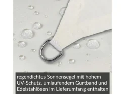 Sonnensegel Komplettset 4,6x4,6x4,6m UPF50+ mit Befestigungsmaterial Halterung Pfosten Mast & Zubehör Regendicht Sonnenschutz*Toldoro Best