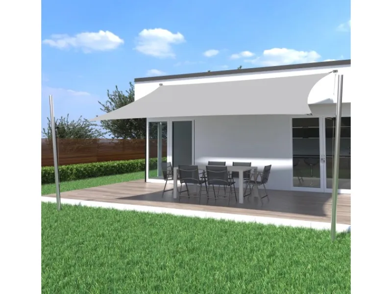 Sonnensegel Komplettset 4x4m UPF50+ mit Befestigungsmaterial Halterung Pfosten Mast & Zubehör Regendicht UV-Schutz Sonnenschutz*Toldoro Discount