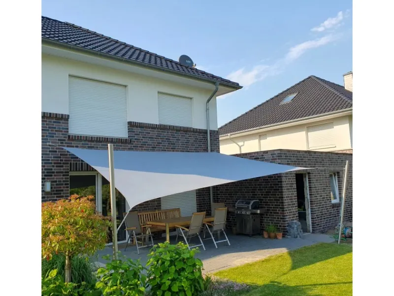 Sonnensegel Komplettset 4x4m UPF50+ mit Befestigungsmaterial Halterung Pfosten Mast & Zubehör Regendicht UV-Schutz Sonnenschutz*Toldoro Discount