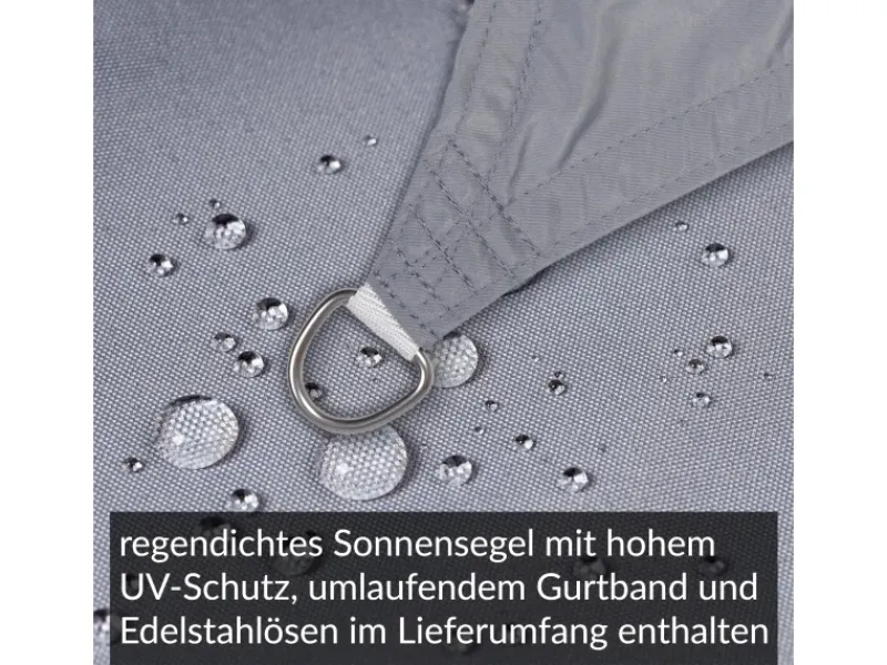 Sonnensegel Komplettset 4x4m UPF50+ mit Befestigungsmaterial Halterung Pfosten Mast & Zubehör Regendicht UV-Schutz Sonnenschutz*Toldoro Discount