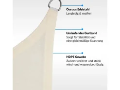 Toldoro Sonnensegel|Sonnensegel Rechteck 4x3m HDPE Luft & Wasserdurchlässig UV-Schutz Garten