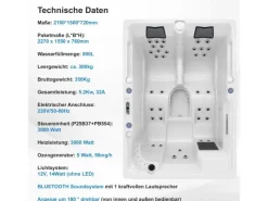 Outdoor Whirlpool Spa Elba Aussen Weiss 210Cm X 150Cm Heizung Hydromassagebluetoothinkl Thermoabdeckung*Tronitechnik