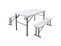 TRUTZHOLM Gartenmöbel-Sets|Bierzeltgarnituren|Bierzeltgarnitur 3 Teilig Klappbar Länge 107cm Gartenmöbel Weiß