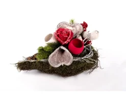 Urnengesteck Herz mit Rose Natur 40 cm*