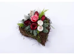 Urnengesteck Herz mit Rose Natur 40 cm*