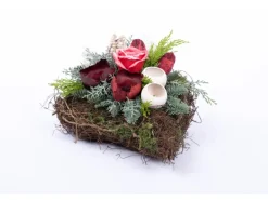 Urnengesteck Herz mit Rose Natur 40 cm*