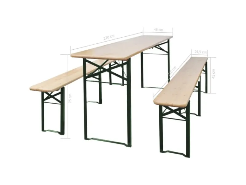 vidaXL Biertisch mit 2 Bänken Klappbar 220 cm Tannenholz 42207* Online