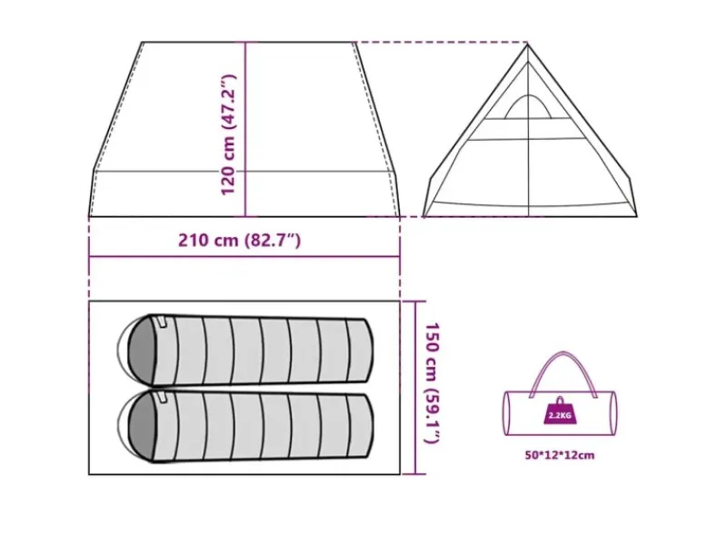 Campingzubehör|vidaXL Camping-Keilzelt 2 Personen Verdunkelt Wasserdicht 94758