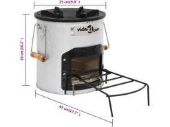 Campingzubehör|vidaXL Camping-Ofen Silbern 45x25x26 cm Stahl