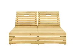 Sonnenliegen|vidaXL Doppel-Sonnenliege mit Beigen Auflagen Kiefer 198 x 135 x  30-75  cm Imprägniert