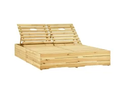 Sonnenliegen|vidaXL Doppel-Sonnenliege mit Beigen Auflagen Kiefer 198 x 135 x  30-75  cm Imprägniert