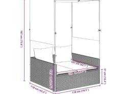 Sonnenliegen|vidaXL Doppel-Sonnenliege mit Dach und Vorhängen Poly Rattan 4002757