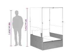Sonnenliegen|vidaXL Doppel-Sonnenliege mit Dach und Vorhängen Poly Rattan 4002757