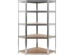 vidaXL Eckregal mit 5 Böden n Stahl & Holzwerkstoff 144264*