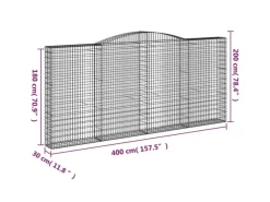 vidaXL Gabionen mit Hochbogen 8 Stk 400x30x180/200cm Eisen 1635434* Outlet