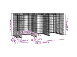 vidaXL Gabionen-Mülltonnenbox 270x91x120 cm Verzinktes Eisen* Discount