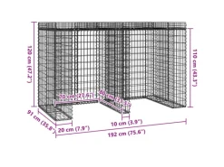 vidaXL Gabionen-Mülltonnenbox 192x91x120 cm Verzinktes Eisen*