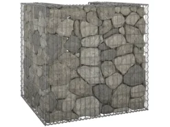vidaXL Gabionenwand für Mülltonnen Verzinkter Stahl 110x100x110 cm* Sale