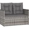 vidaXL Gartenbank  105 cm mit Kissen Grau Poly Rattan* Best