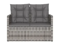 vidaXL Gartenbank  105 cm mit Kissen Grau Poly Rattan* Best