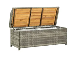 vidaXL Gartenbank mit Stauraum 120 cm Poly Rattan Grau* Best