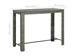 Gartentische|vidaXL Garten-Bartisch 140,5x60,5x110,5 cm Poly Rattan 45878