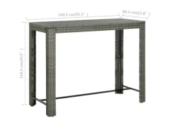 Gartentische|vidaXL Garten-Bartisch 140,5x60,5x110,5 cm Poly Rattan 45878