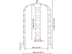 vidaXL Gartenbogen Schwarz Ø180x255 cm Stahl* New