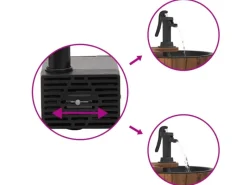 vidaXL Gartenbrunnen mit Pumpe 28x28x34,5 cm Massivholz Tanne* New